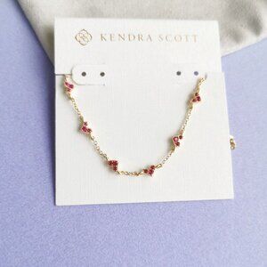 Kendra Scott Heart Gold Pink Crystal Strand Necklace